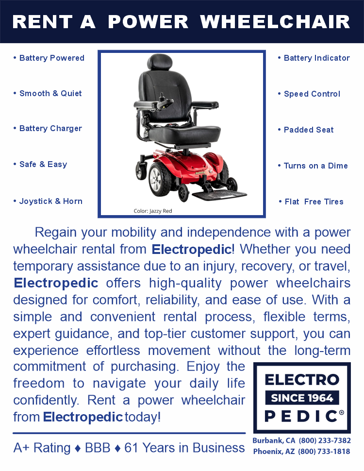 Anaheim Electropedic Rent an electric wheelchair