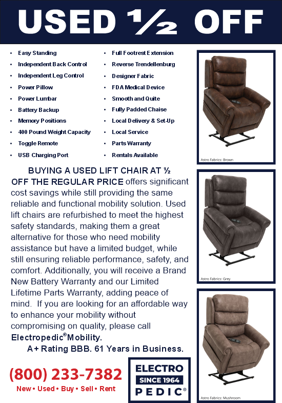 Anaheim Electropedic Used Lift Chairs Banner